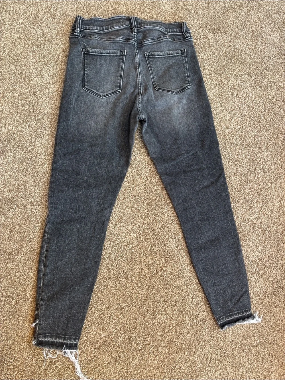 KanCan High-Rise Washed Black Ankle Skinny Jeans with Frayed Hem